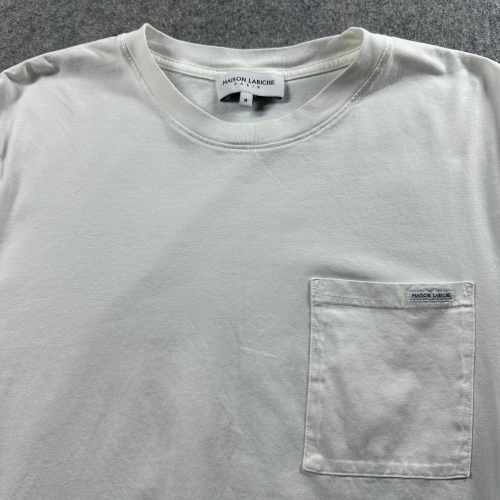 Maison Labiche Paris Pocket T-Shirt Mens Medium White Organic Cotton Portugal